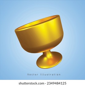 taza dorada en ilustración vectorial 3d