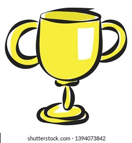 A golden cup to be awarded to someone vector color drawing or illustration