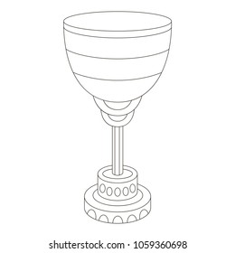 Golden Cup cartoon. Outlined illustration with thin line black stroke
