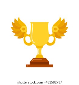 Golden cup. Flat design style. Isolated on white background. Vector illustration.