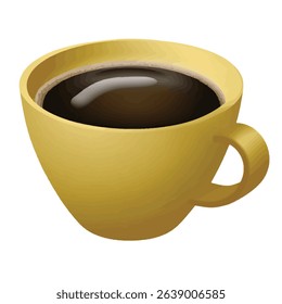A golden cup of freshly brewed black coffee