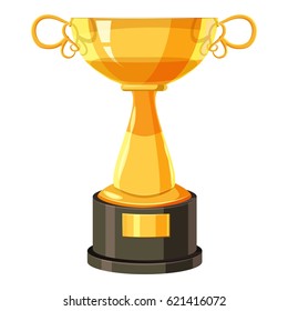 Golden cup icon. Cartoon illustration of golden cup vector icon for web