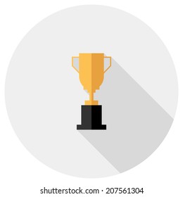 Golden cup icon. Flat design style modern vector illustration. Isolated on stylish color background. Flat long shadow icon. Elements in flat design.
