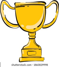 Golden cup, illustration, vector on white background.