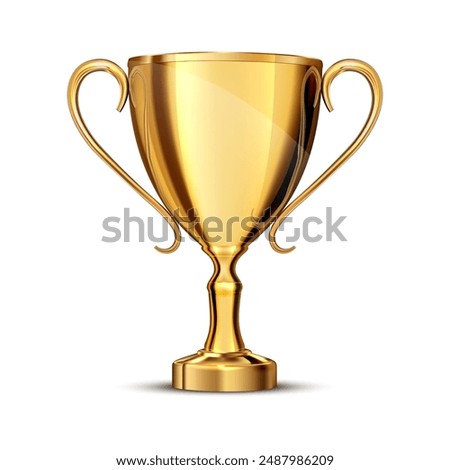 golden cup on a white background. Vector illustration