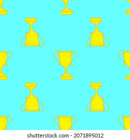 golden cup pattern. the pattern is in the form of a yellow CUP in the style of doodles, often located on a blue background. reward, side view. the number one winner symbol in sports for the design tem