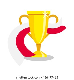 Golden cup with polish flag on white background. Concept of championship, league, team sport. Concept of prize, leadership, winning and success. Winner award.