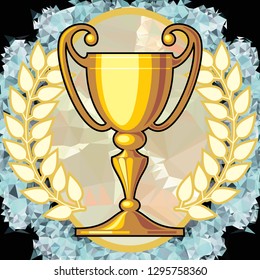 Golden cup. Sports award, trophy