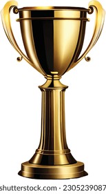 Golden Cup Trophy Vector Illustration - Champion Trophy, Winner Prize, Symbol of Success - Celebrating Achievements in Sports and Competition