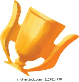 Golden cup vector on white background. Jewel hand-drawn illustration. Prize icon for competition. Victory symbol for banner template. Game element.