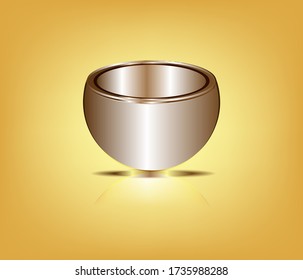 Golden cup vintage isolated on light brown background
