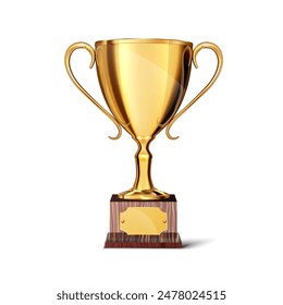 Golden cup of the winner on a white background. Vector illustration