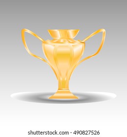 Golden Cup of Winner with Shadows. Vector Eps 10