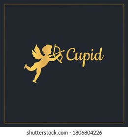 Golden cupid and lettering composition design template