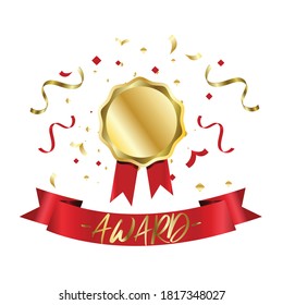 Golden cups award for winners and others sport trophy. Golden reward and gold trophy for championship. Vector illustration