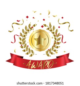Golden cups award for winners and others sport trophy. Golden reward and gold trophy for championship. Vector illustration