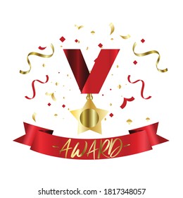 Golden cups award for winners and others sport trophy. Golden reward and gold trophy for championship. Vector illustration