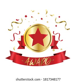 Golden cups award for winners and others sport trophy. Golden reward and gold trophy for championship. Vector illustration