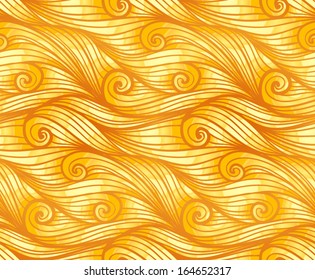 Golden curly woolen vector seamless pattern