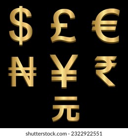 Golden currency, dollar, naira and other foreign currencies 