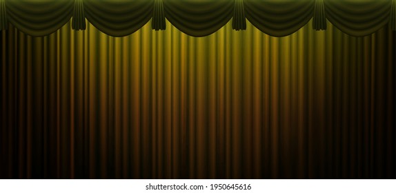 Golden curtain wall with spotlight texture abstract background vector illustration