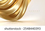 Golden curtains on a cream background Decorate with glitter and bokeh effects. Elegant style backdrop design concept.