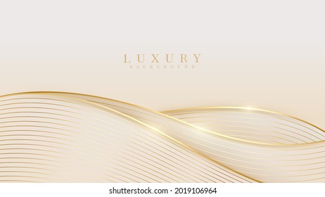 Golden curve line luxury background, Modern cover design. invitation card template concept. Vector illustration.