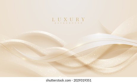 Golden Curve Line Luxury Background, Modern Cover Design. Invitation Card Template Concept. Vector Illustration.