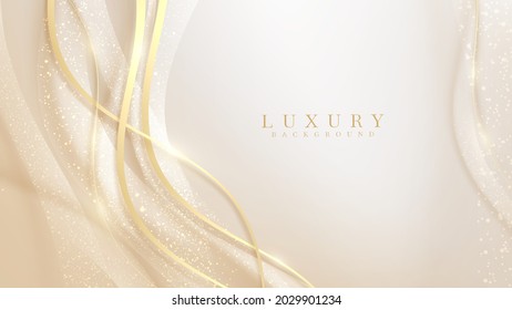 Golden curve line luxury background, Modern cover design. invitation card template concept. Vector illustration.