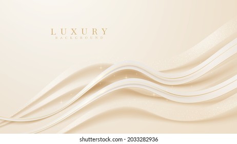 Golden curve line luxury background, Modern cover design. invitation card template concept. Vector illustration.