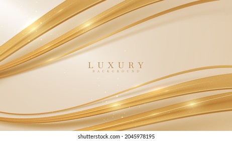 Golden curve line, luxury background, Modern cover design. invitation card template concept. Vector illustration.