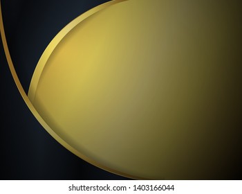Golden curve line vector background overlap layer on black dark space for text and background design