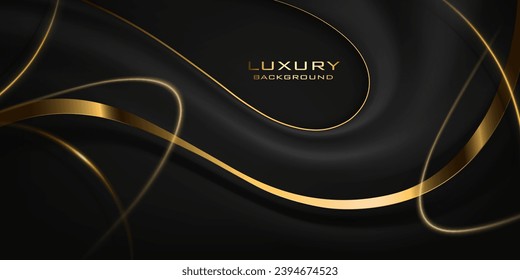 golden curve waves glowing light lines and gold metal line creative and modern abstract digital geometric luxury backdrop design template,use for award banner and cover design,business card.