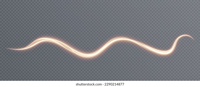 Golden curved light line png, rope, tape. Smooth festive gold line png with light effects. Element for your design, advertising, postcards, invitations, screensavers, websites, games.