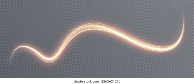 Golden curved light line, rope, tape. Smooth festive gold line png with light effects. Element for your design, advertising, postcards, invitations, screensavers, websites, games.