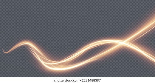 Golden curved light line, rope, tape. Smooth festive gold line png with light effects. Element for your design, advertising, postcards, invitations, screensavers, websites, games.	
