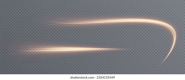 Golden curved light line, rope, tape. Smooth festive gold line png with light effects. Element for your design, advertising, postcards, invitations, screensavers, websites, games.