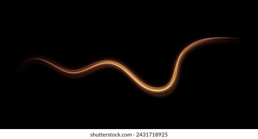 Golden curved light line, rope, tape. Smooth festive gold line png with light effects. Element for your design, advertising, postcards, invitations, screensavers, websites, games.