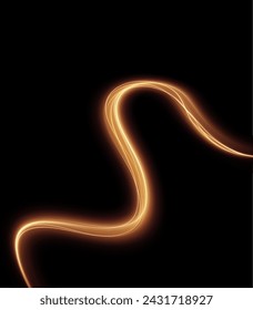 Golden curved light line, rope, tape. Smooth festive gold line png with light effects. Element for your design, advertising, postcards, invitations, screensavers, websites, games.