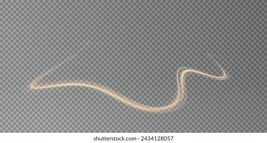 Golden curved light line, rope, tape. Smooth festive gold line png with light effects. Element for your design, advertising, postcards, invitations, screensavers, websites, games.	