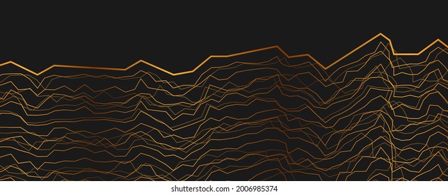 Golden curved lines abstract geometric luxury background. Vector design