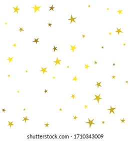 Golden cute hand drawn stars. Abstract vector background with yellow starry.