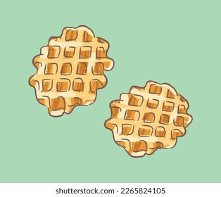 Golden cute waffles in vector illustration