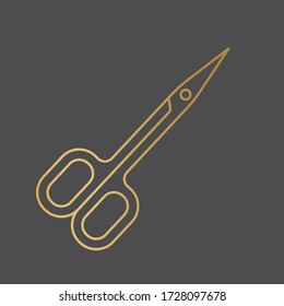 golden cuticle scissors icon - vector illustration