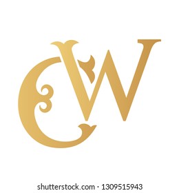 Golden Cw Monogram Isolated White Stock Vector (Royalty Free ...