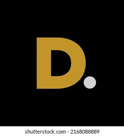 Golden D Comapny Name Monogram. D Dot Icon.