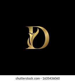 Golden D Initial Letter luxury logo icon, vintage luxurious vector design concept alphabet letter for luxuries business.