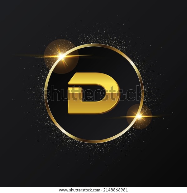 Golden D Letter Logo Rounded Letter Stock Vector Royalty Free