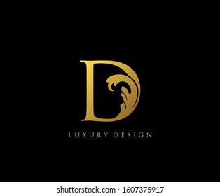 Golden D Luxury Logo Icon, Classy D Letter Logo Design.