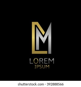Golden D and silver M letters logo template for your business company